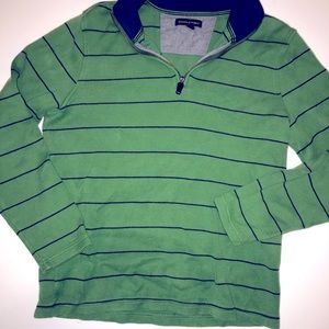 Men’s green & navy stripe BANANA REPUBLIC quarter zip sweater - 30% off bundles!